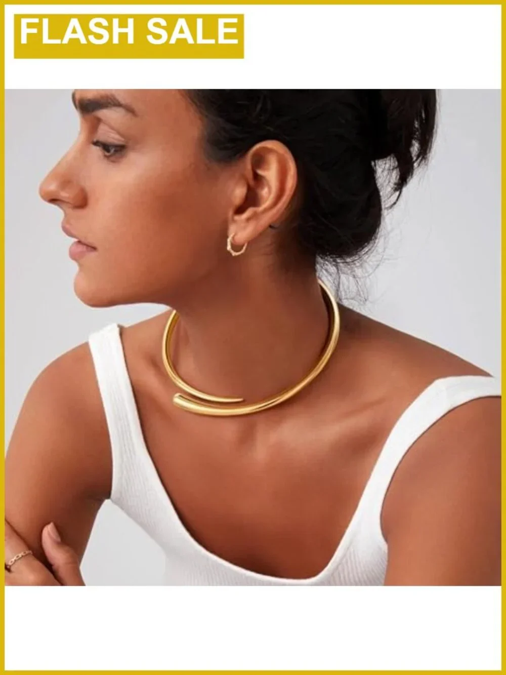 Gold Plated Chunky Collar Choker Necklace Open Cuff Women